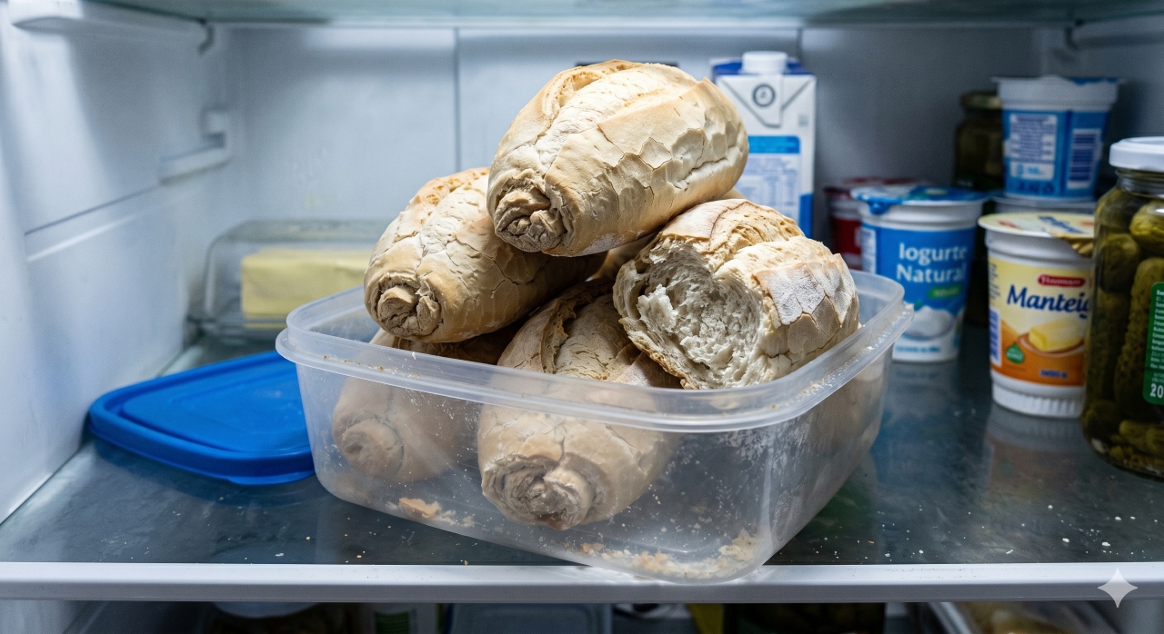 A geladeira acelera o ressecamento do pão e compromete sua qualidade