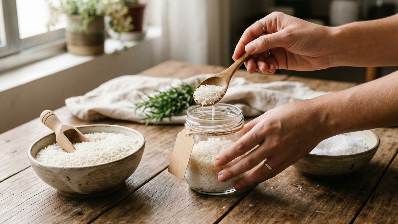 Sal e arroz simbolizam purificação e prosperidade.