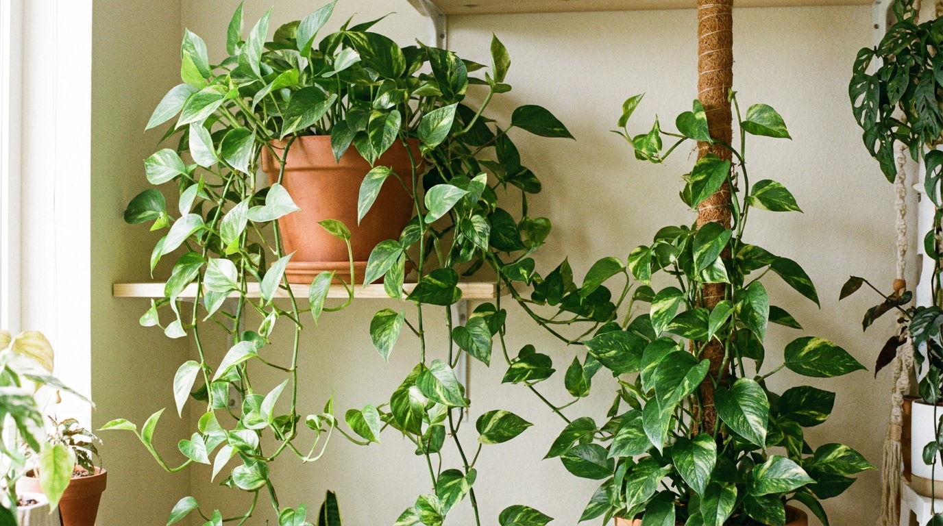 Esse corte estimula a ramificação lateral, fazendo com que a sua jiboia fique mais cheia e compacta, ideal para quem cultiva em vasos suspensos ou prateleiras altas dentro de casa.