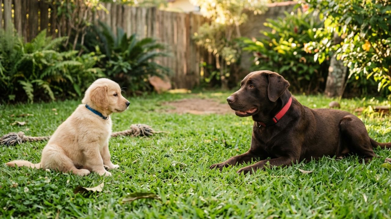A socialização precoce garante o equilíbrio emocional e previne comportamentos reativos no cão.
