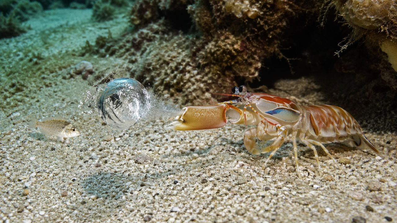O impacto acústico do camarão-pistola é uma arma letal e versátil, essencial para a caça, defesa e comunicação.