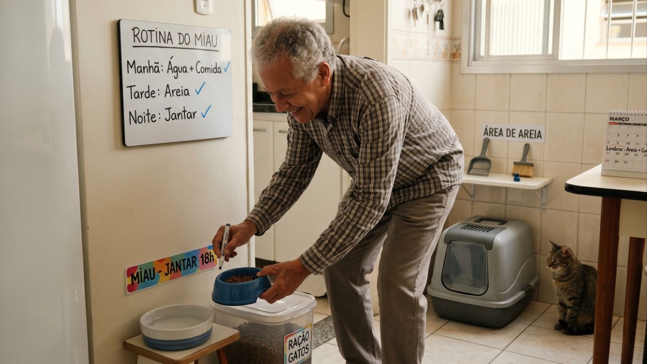 Gatos promovem saúde cognitiva e equilíbrio emocional em adultos 50+.