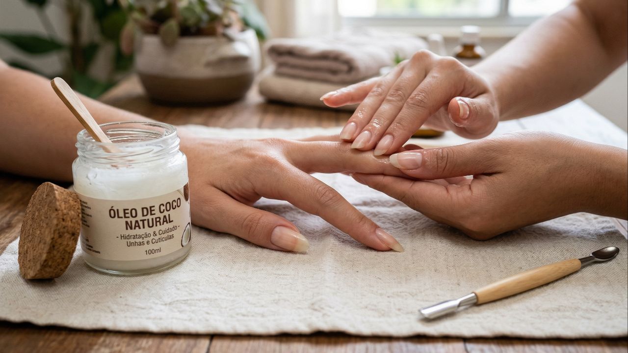 Hábitos de proteção e cuidado diário potencializam o efeito do óleo de coco no fortalecimento das unhas.