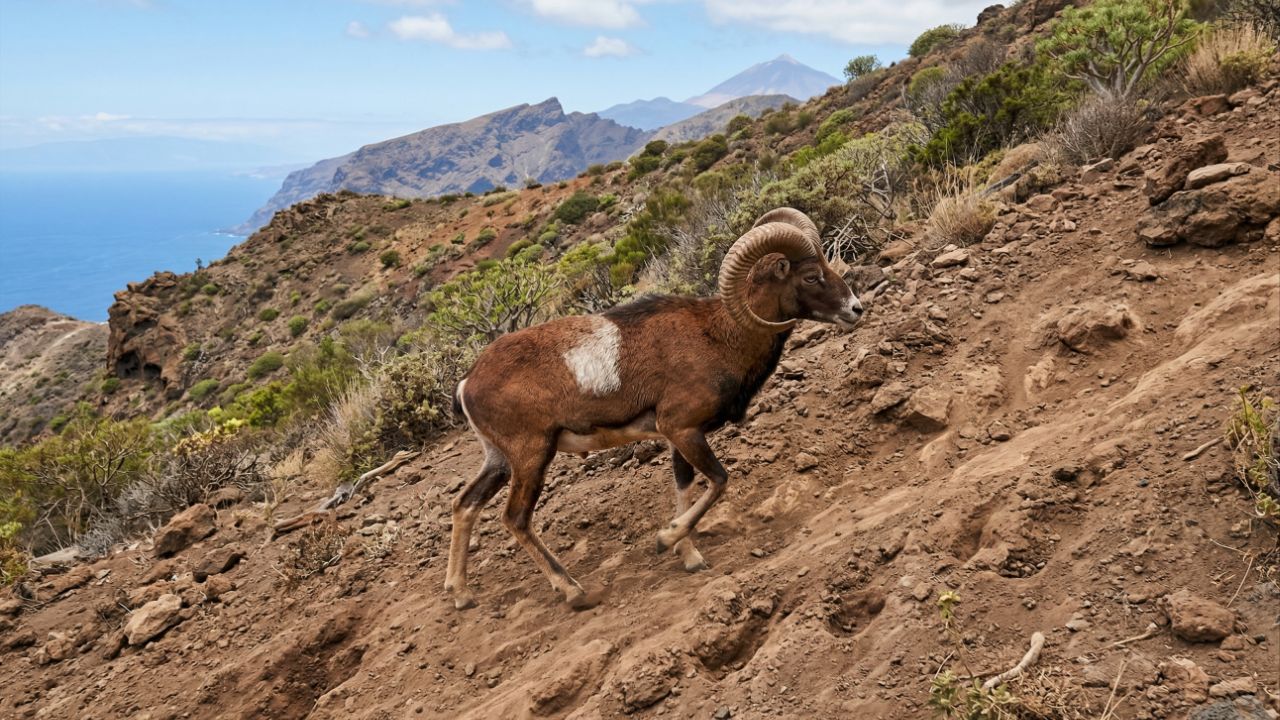 O muflão-europeu é uma espécie invasora nas Canárias que prejudica a flora nativa e o solo.