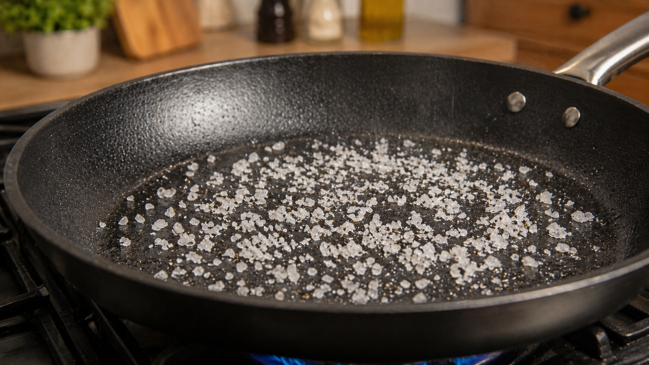 Sal grosso indica o momento certo antes do óleo