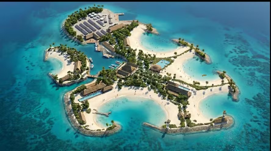 Ilustração artística mostra como será a Sandy Cay, nova ilha privativa da MSC Cruzeiros