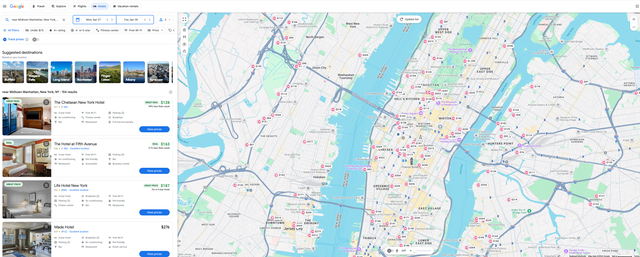 Página inicial da ferramenta Google Hotels