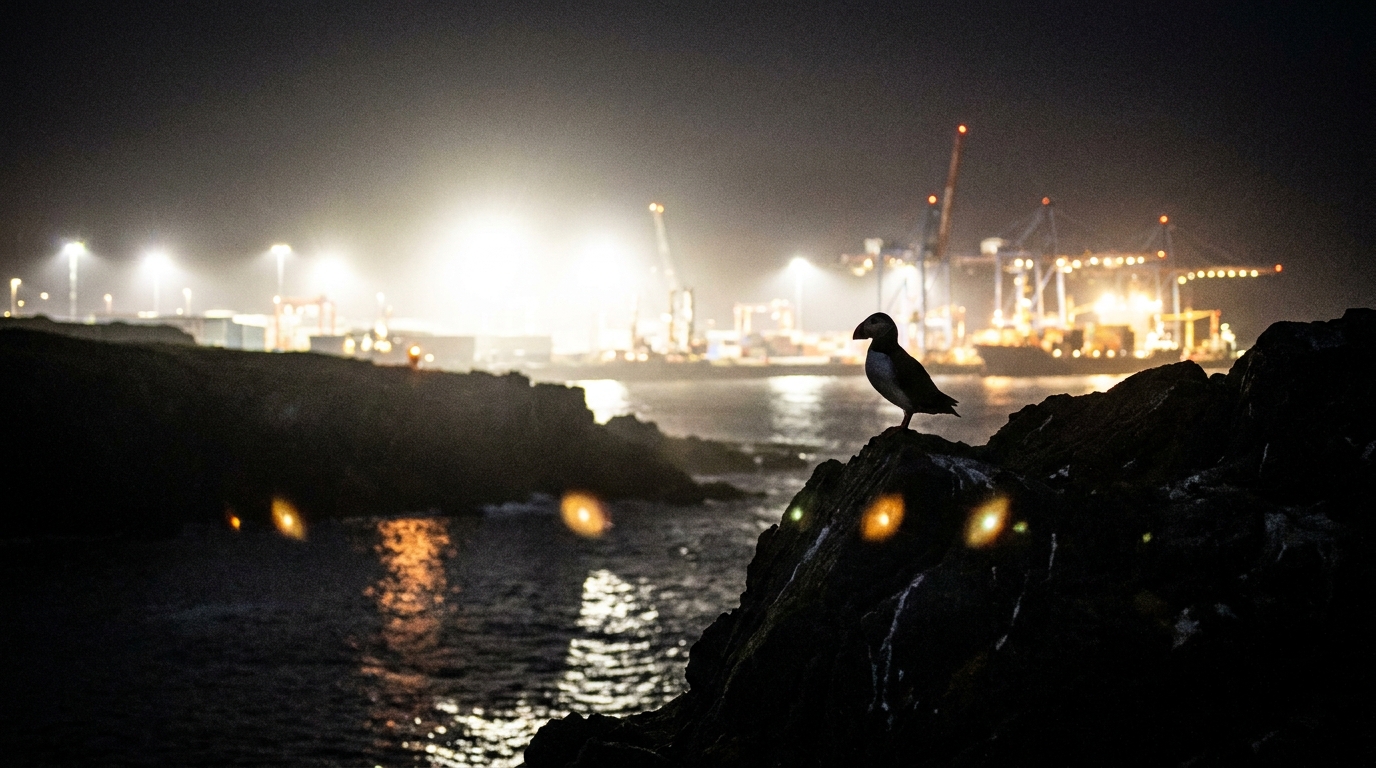 O excesso de luz artificial em áreas costeiras desorienta papagaios-do-mar e ameaça a sobrevivência de quase metade da população mundial.