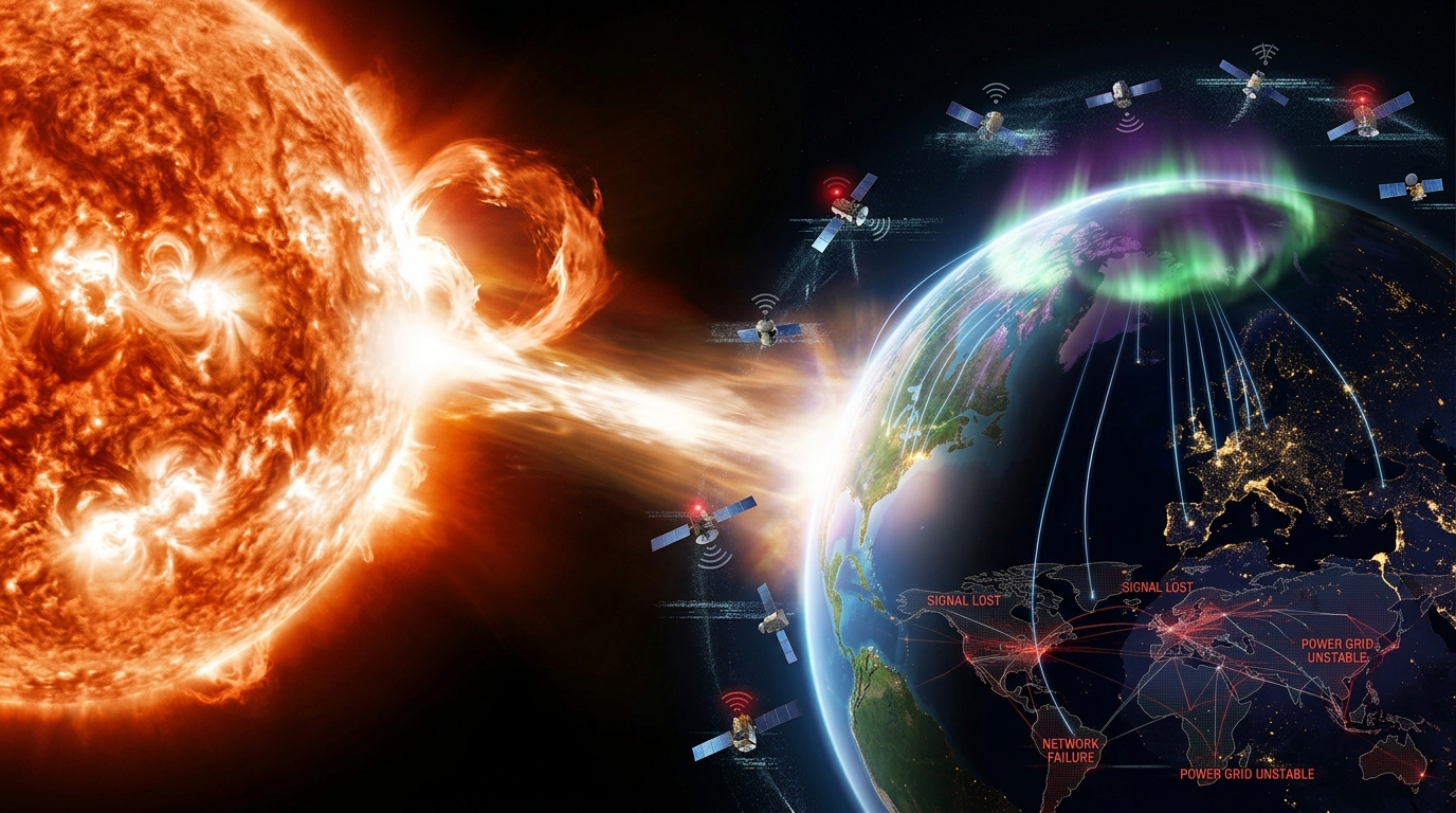 O aumento da atividade solar coloca em risco a estabilidade das redes globais de comunicação e energia.