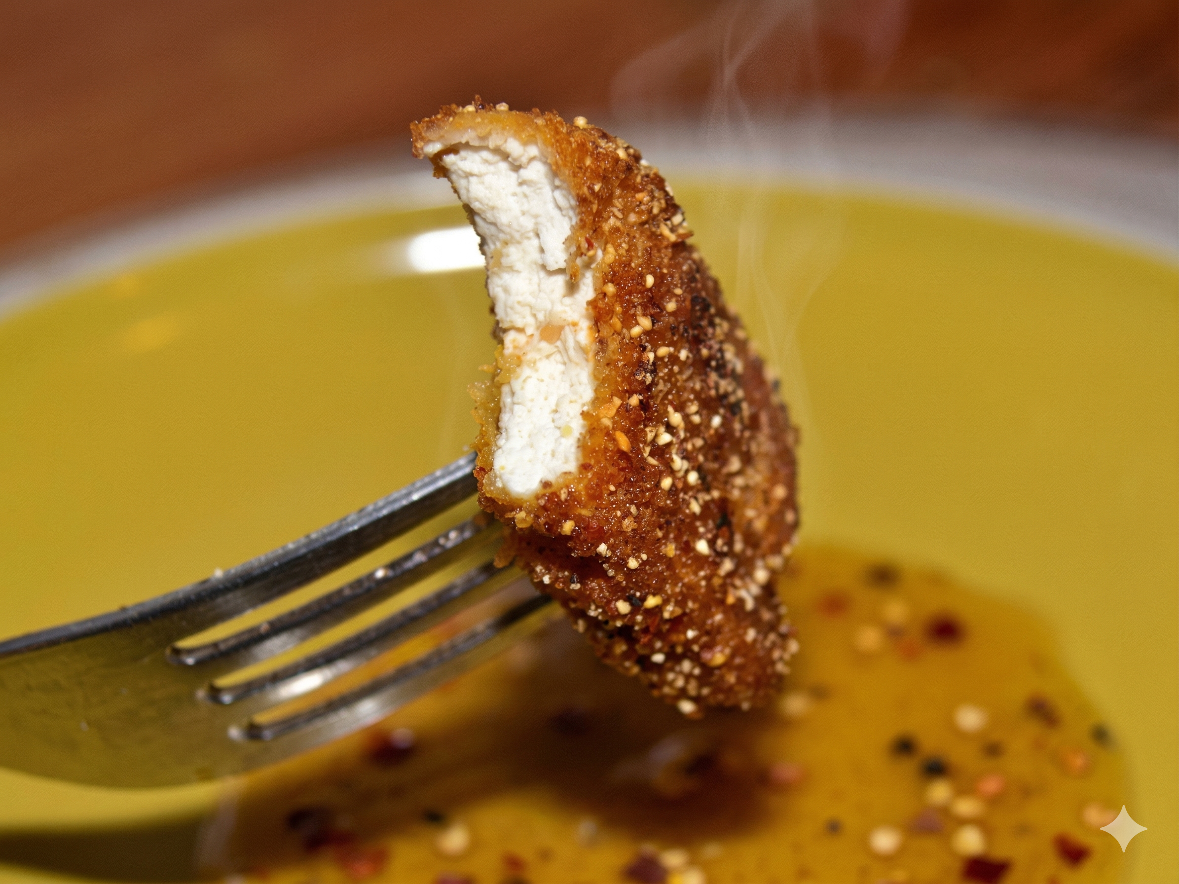 Tofu empanado ultra crocante na air fryer com molho agridoce irresistível