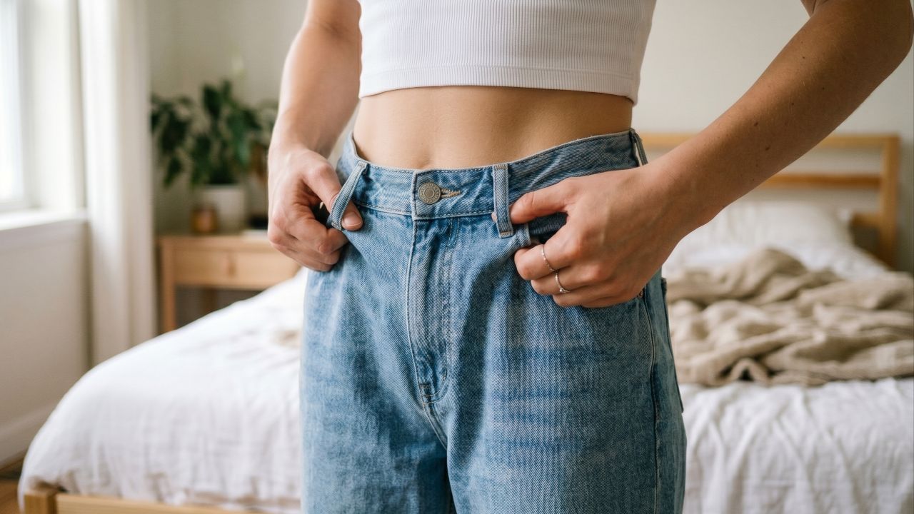 Ajustes estratégicos no cós garantem conforto e caimento perfeito sem as marcações e incômodos do cinto.