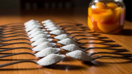 Pêssegos em calda podem conter muito açúcar