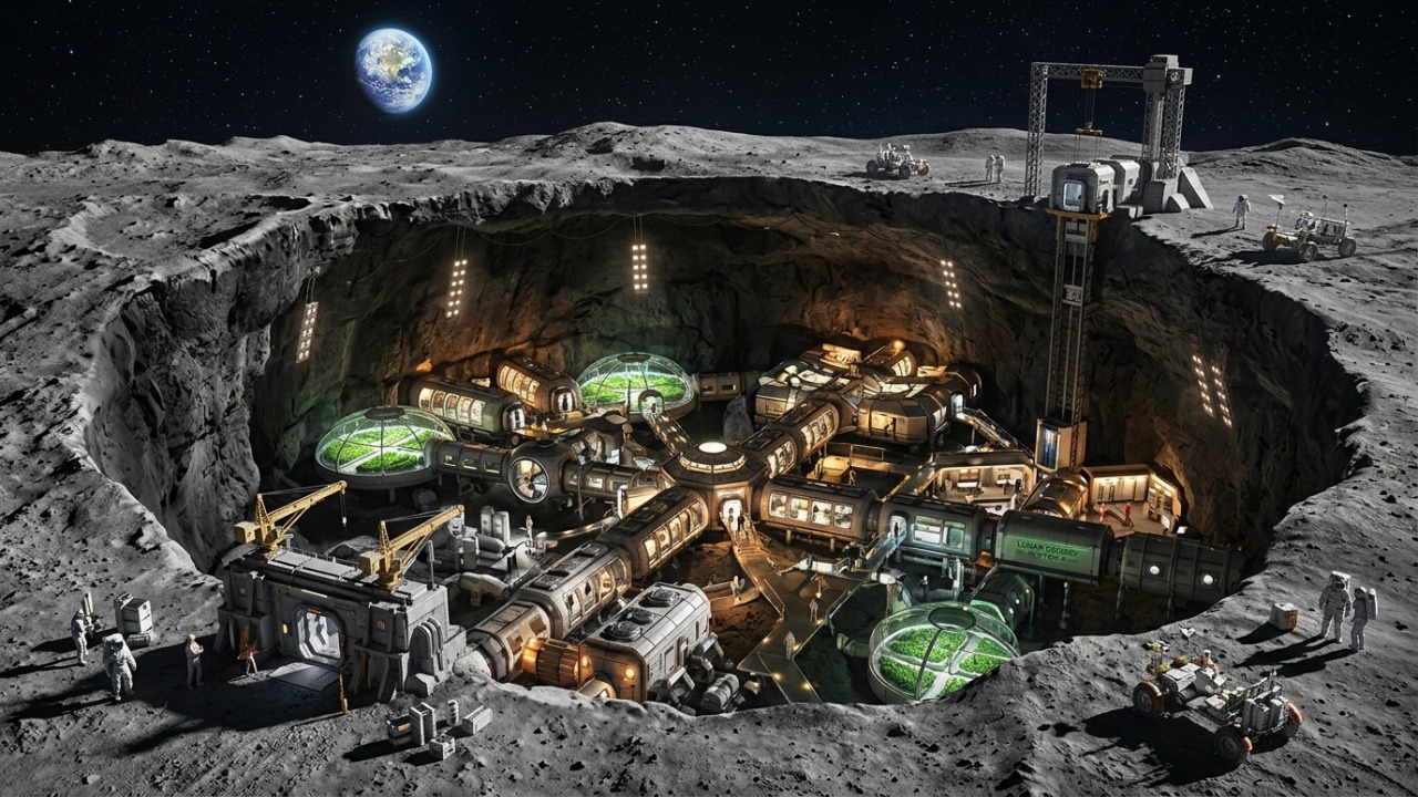 Cientistas planejam transformar estruturas subterrâneas da Lua em habitats seguros para a futura colonização humana.
