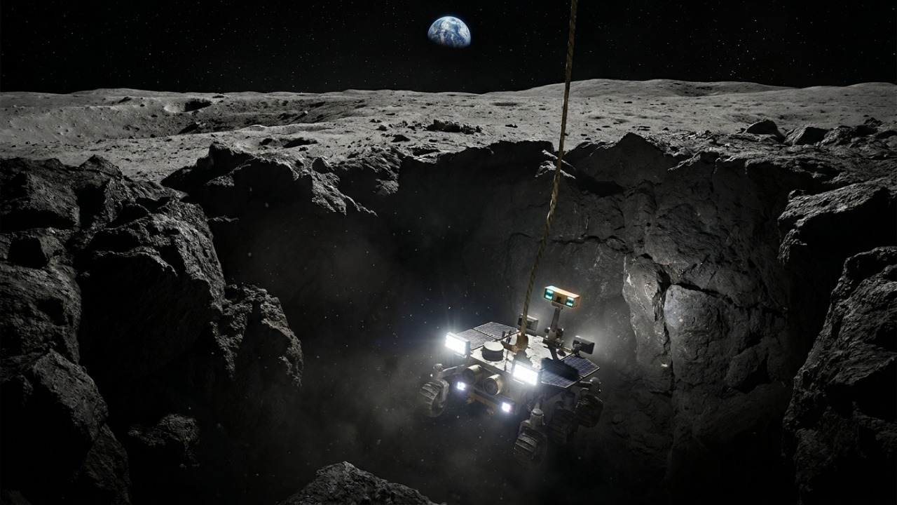 A exploração de cavernas subterrâneas na superfície lunar é fundamental para viabilizar a permanência humana no espaço.