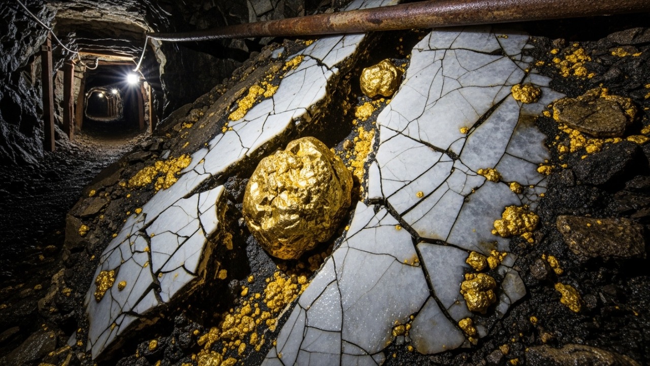 A formação de pepitas de ouro ocorre pela atração elétrica entre partículas dissolvidas e cristais de quartzo sob estresse.