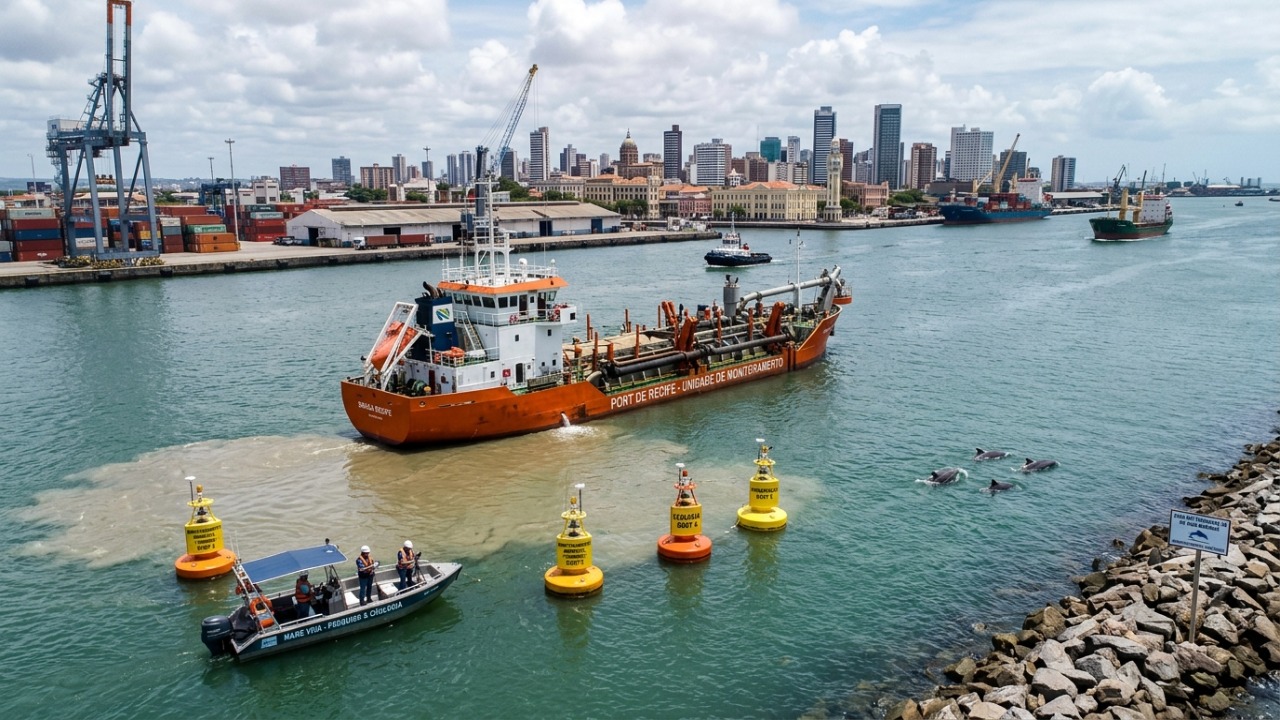 Investimento milionário em dragagem ampliará a capacidade operacional e a segurança das manobras no Porto do Recife.
