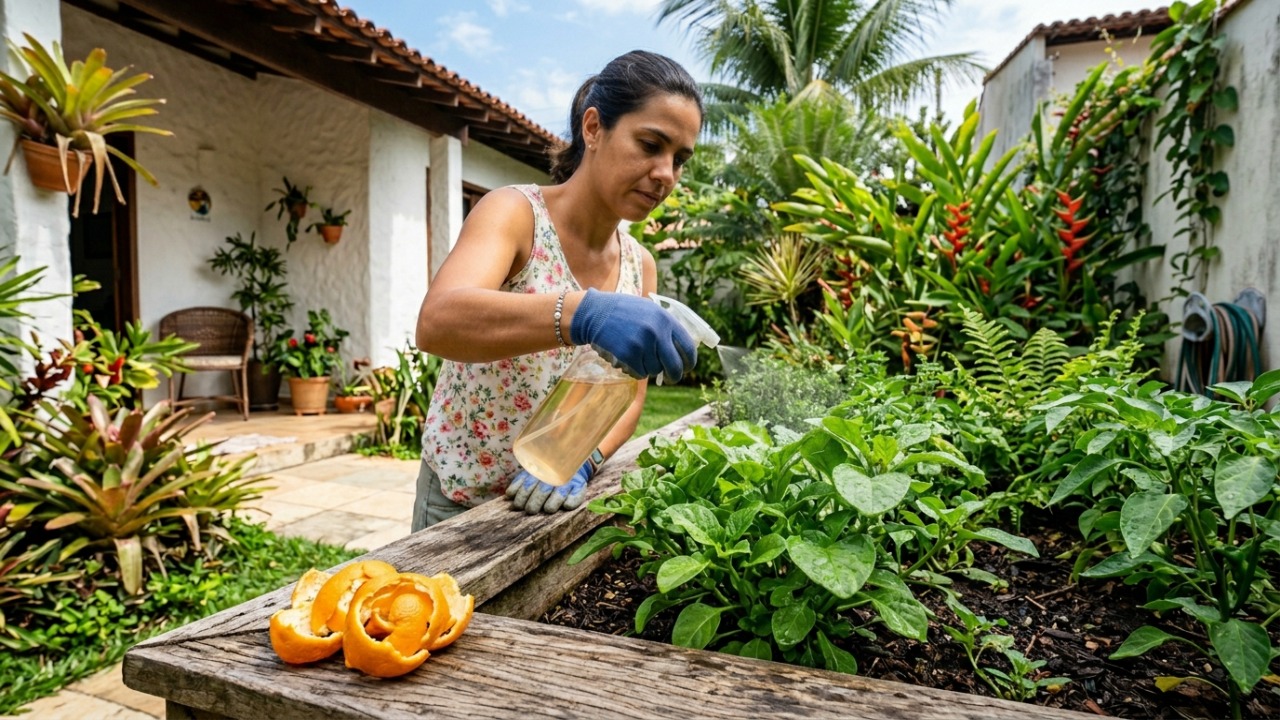 A aplicação correta de repelentes feitos com cítricos preserva a saúde das plantas de forma ecológica.