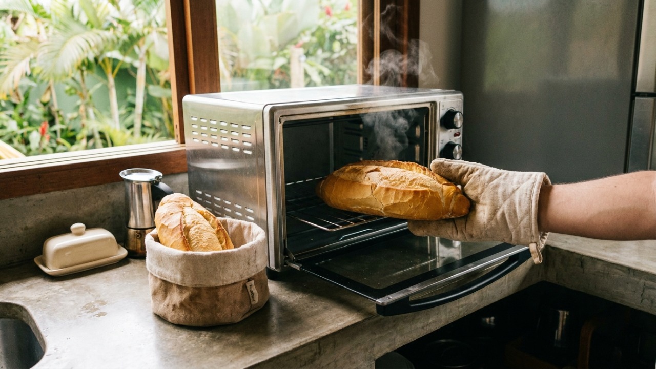 O controle exato da temperatura e do tempo garante uma casca crocante e o miolo perfeitamente reidratado.