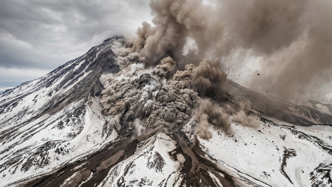 Satélite Landsat 9 registra cicatrizes térmicas provocadas pelo vulcão Shivelyuch na península de Kamchatka.