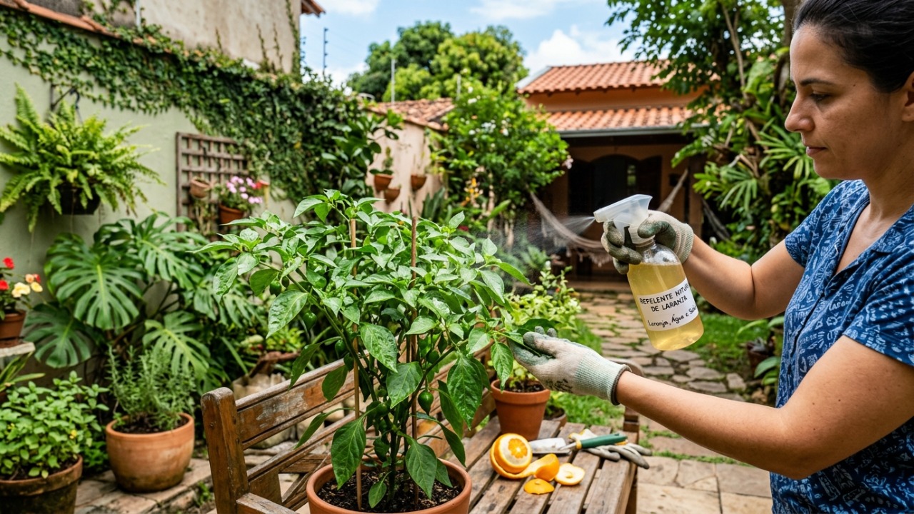 O uso de cascas de laranja oferece uma alternativa natural e sustentável para repelir pragas do jardim.