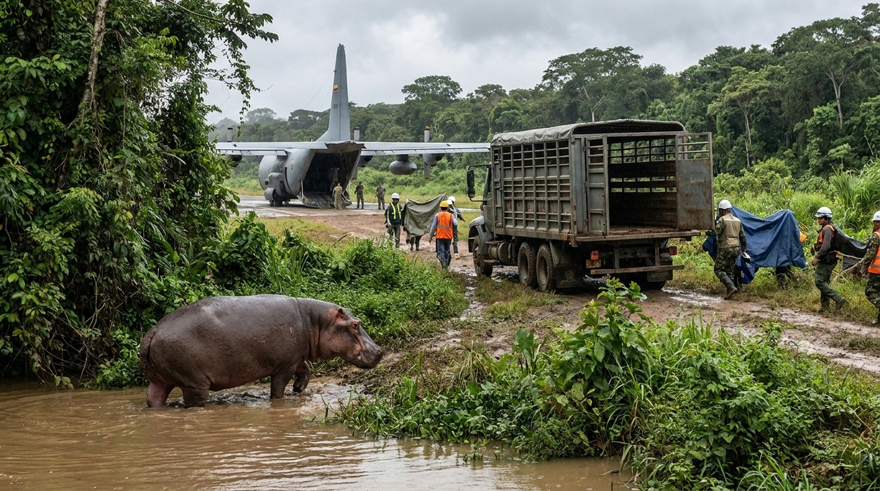 As autoridades ambientais estabeleceram uma estratégia urgente de contenção devido ao crescimento descontrolado dessa espécie exótica no Rio Magdalena.