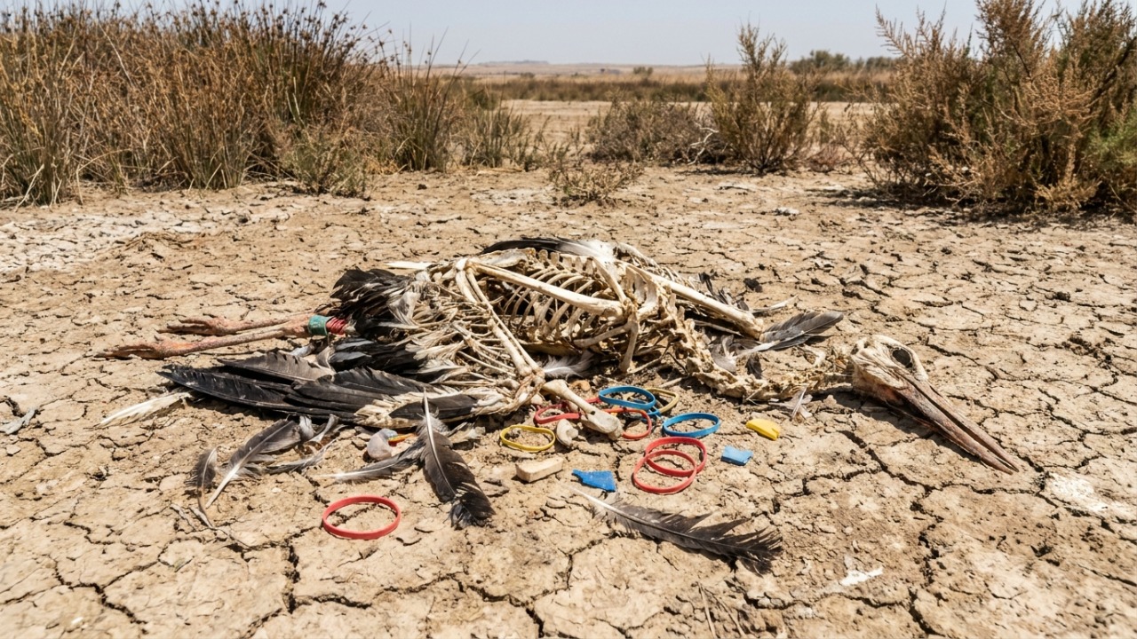 A poluição plástica ingerida por animais silvestres causa graves danos à biodiversidade global.