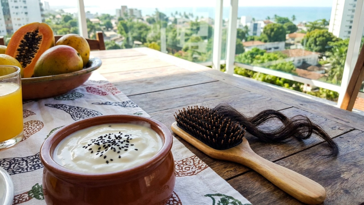 Adicionar gergelim preto ao iogurte matinal é uma estratégia natural para combater o envelhecimento precoce do cabelo.