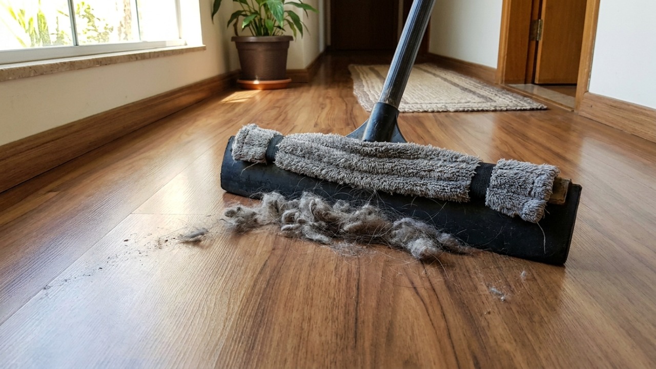 O atrito do tecido com o piso laminado gera uma carga que atrai instantaneamente cabelos e pelos, otimizando o tempo gasto na limpeza diária do lar.