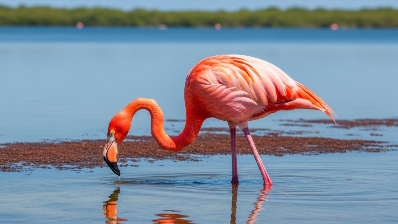 A intensidade da cor nas penas dos flamingos reflete a eficácia da ave na busca por alimentos ricos em carotenoides.