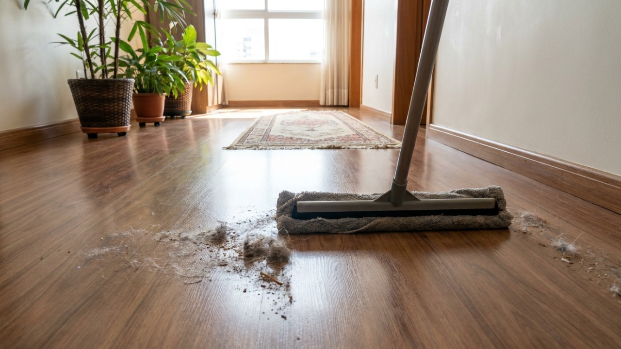 A utilização de lenços amaciantes usados no rodo de borracha aproveita a eletricidade estática para atrair e reter a poeira fina dos pisos sem espalhá-la pelo ambiente.