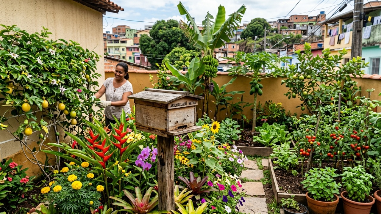 Esses insetos dóceis trabalham diariamente visitando as flores e coletando recursos essenciais para a colmeia.