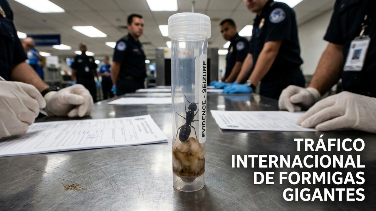 Autoridades combatem o tráfico ilegal de rainhas da espécie Messor cephalotes comercializadas como animais exóticos.