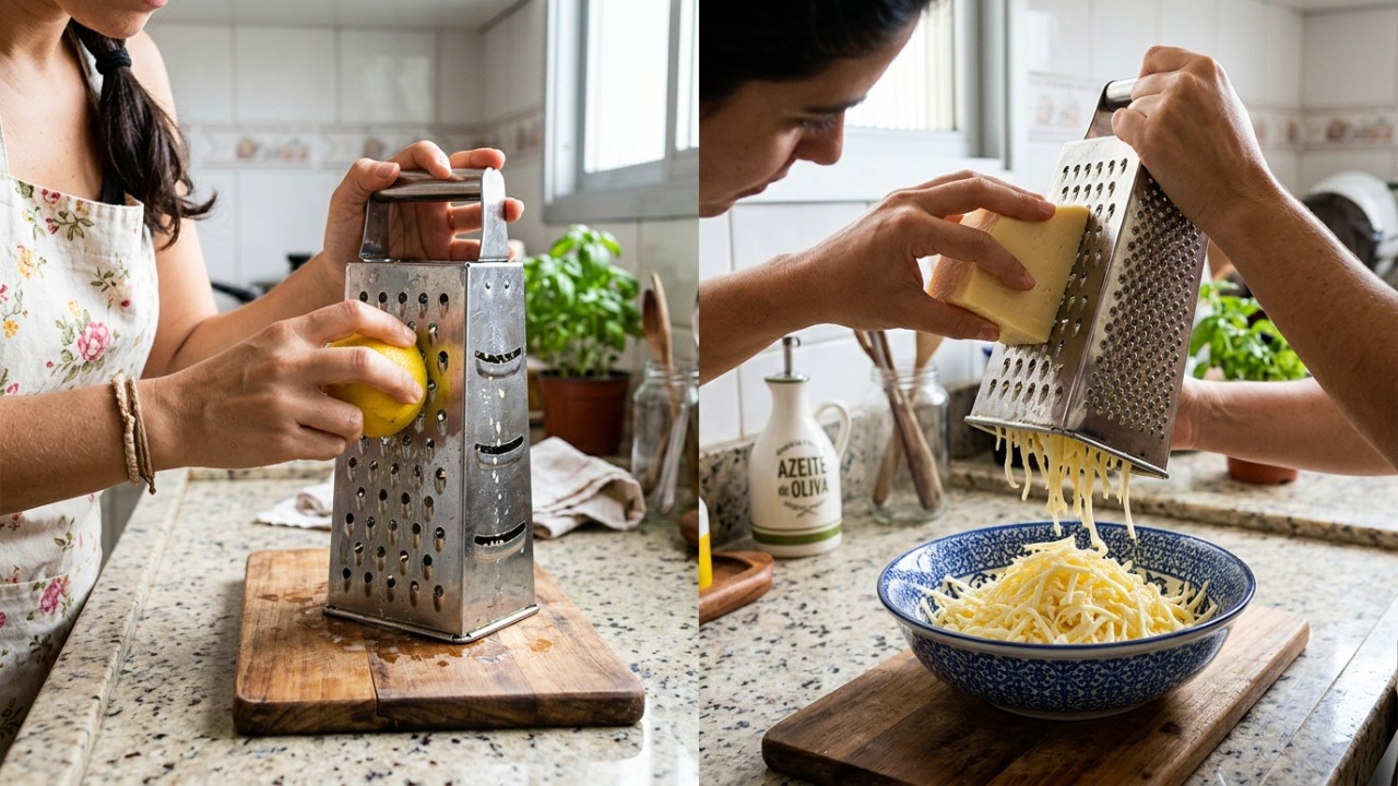 A aplicação direta do vegetal sobre o metal cria uma barreira invisível eficaz antes do manuseio do laticínio.