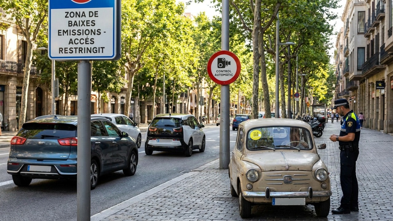 Barcelona endurece regras e prepara banimento de veículos com etiqueta amarela até 2028.