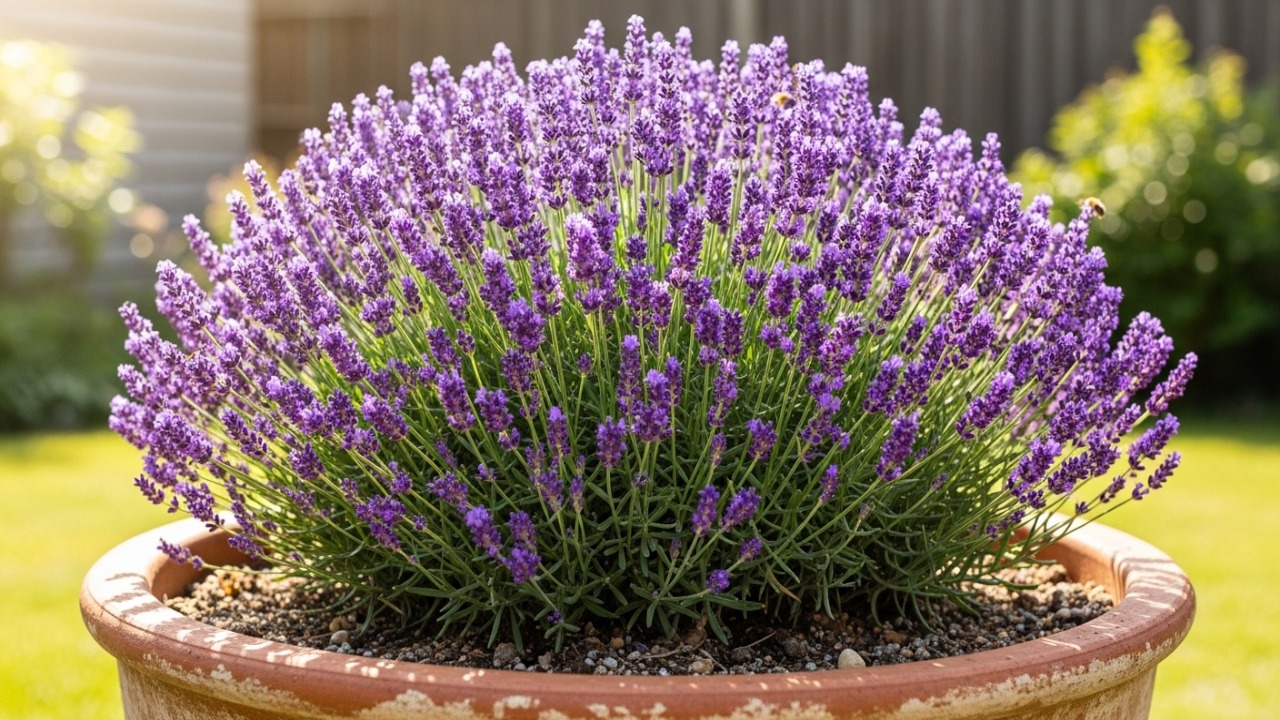 Evite o excesso de regas para garantir o desenvolvimento saudável e perfumado da sua lavanda.