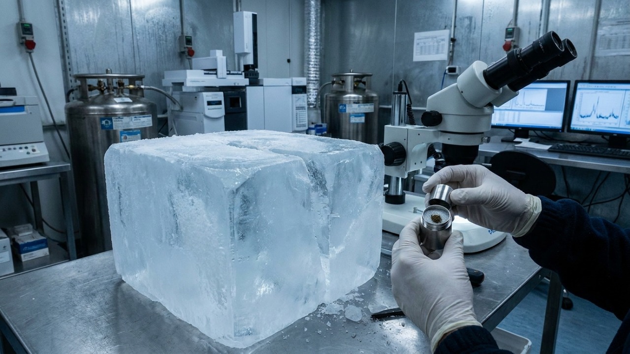 Cientistas identificam material espacial raro preservado em camadas de gelo na Antártica.