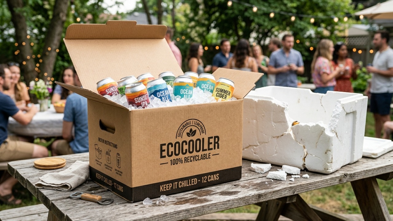 Empreendedor brasileiro desenvolve cooler de papelão reciclável para substituir o isopor.