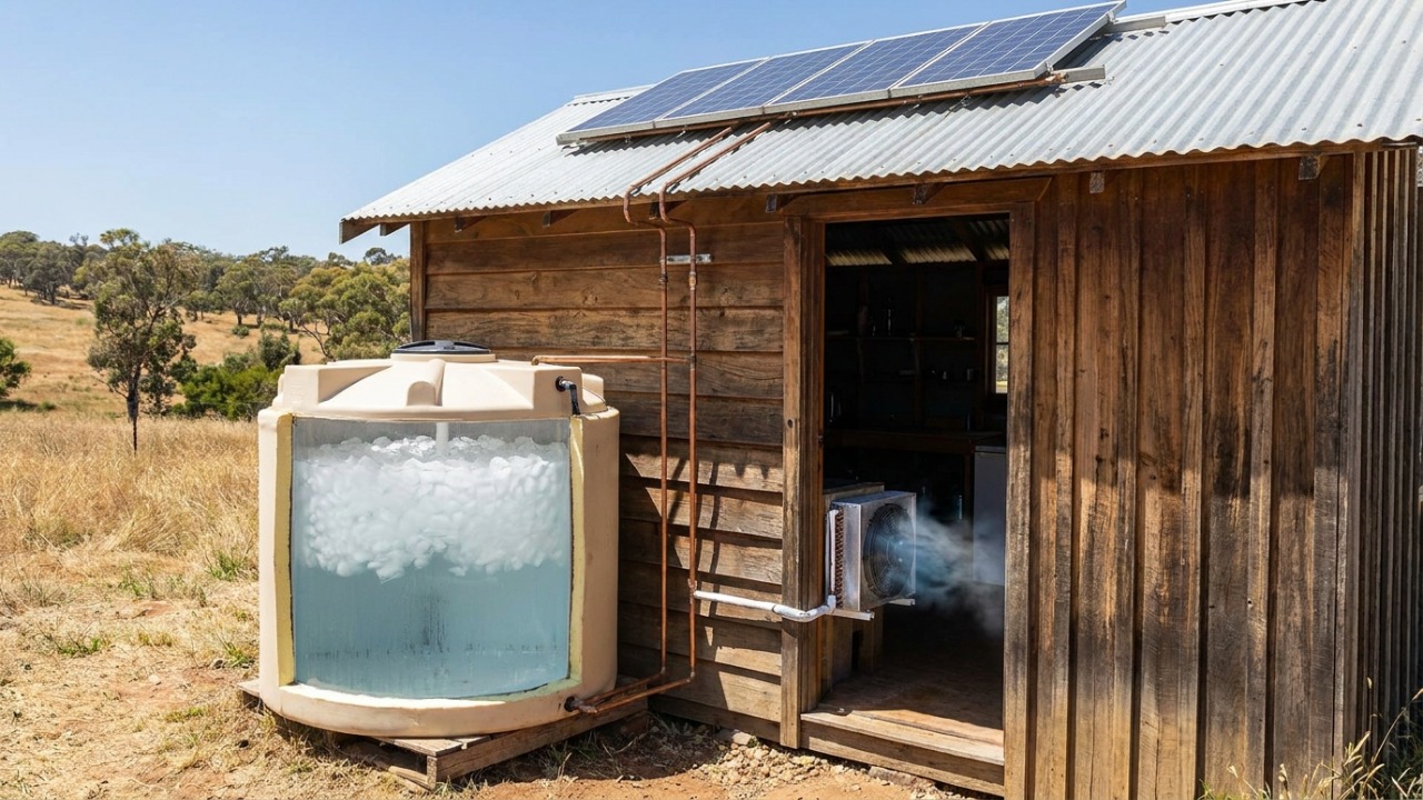 O protótipo caseiro utiliza placas fotovoltaicas e um reservatório de gelo para garantir o resfriamento eficiente em espaços reduzidos sem depender da rede elétrica tradicional.