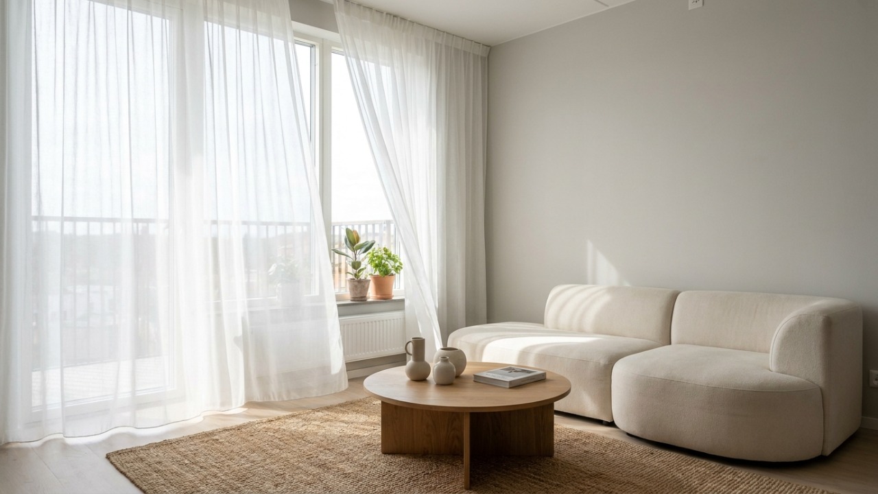 O piso monolítico elimina as linhas tradicionais e cria uma sensação de continuidade na casa contemporânea.