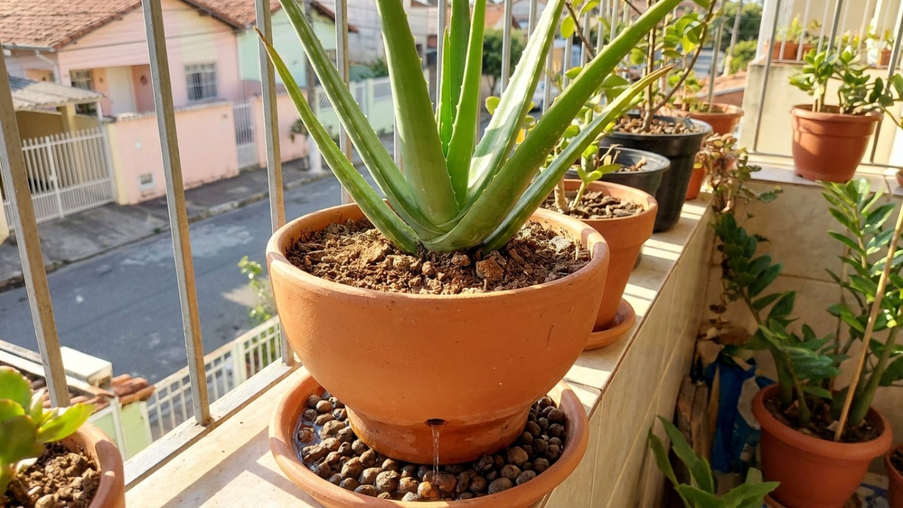 Evite o acúmulo de água no vaso para prevenir o apodrecimento da sua babosa.