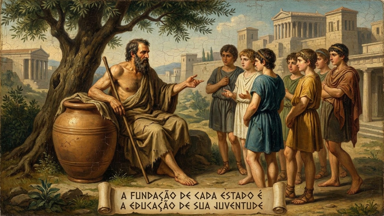 Diógenes de Sínope defendia que o futuro do estado depende da formação dos jovens.