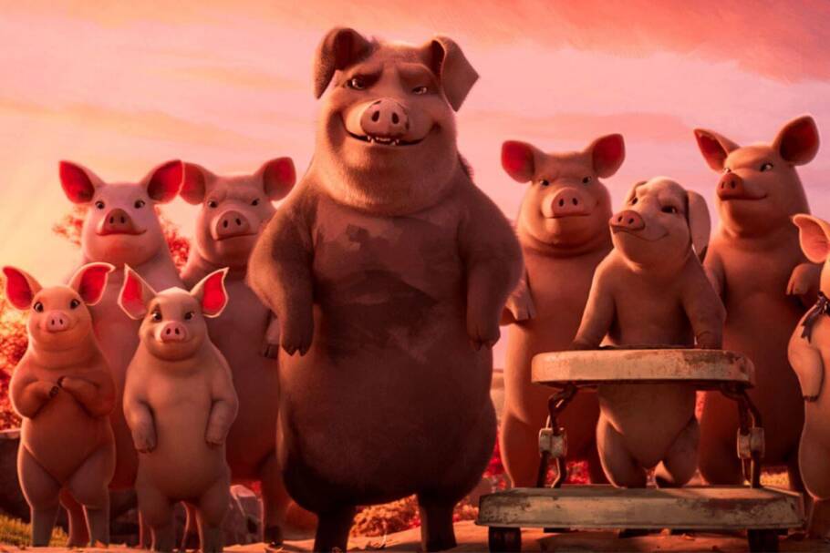 “A Revolução dos Bichos” conta a história de porcos que organizam uma revolta em uma fazenda administrada por humanos em busca de igualdade (Imagem: Reprodução digital | Paris Filmes)