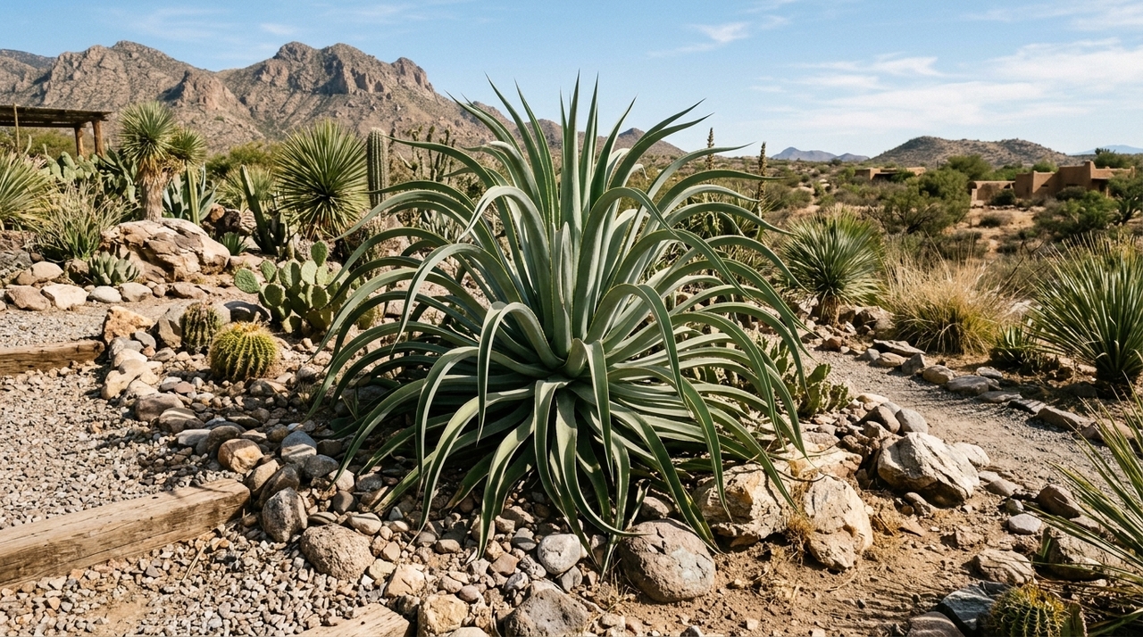 A Agave vilmoriniana é uma suculenta da família Asparagaceae, adaptada a ambientes secos e pedregosos, com folhas estreitas, alongadas e arqueadas que lembram tentáculos.