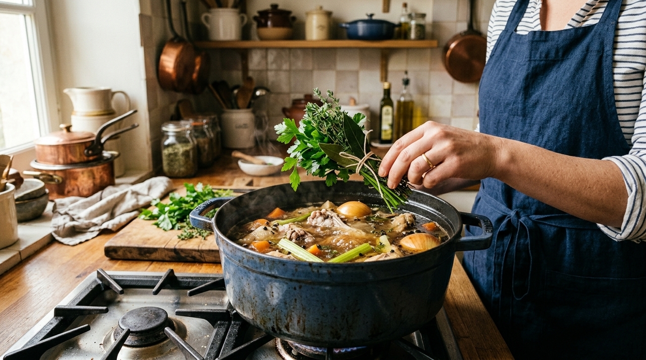 O jeito mais simples é juntar as ervas em um pequeno maço e amarrar com barbante culinário.