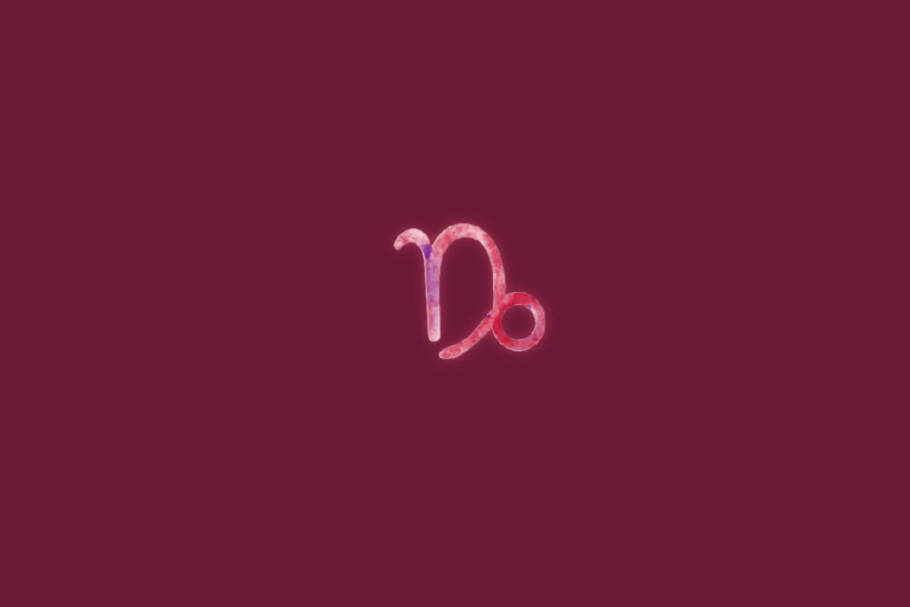 Ilustração do signo de capricórnio centralizado em um fundo rosa
