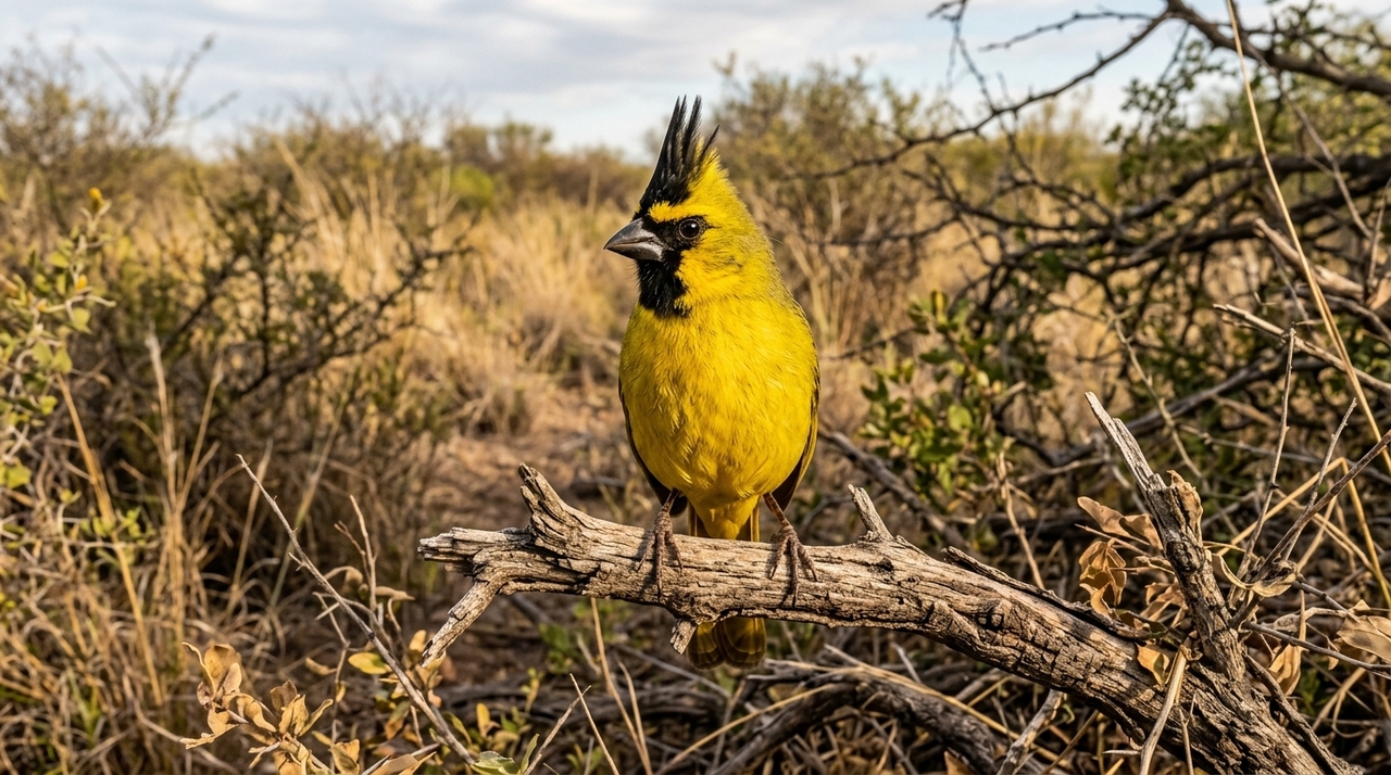 O cardeal-amarelo se tornou alvo frequente do comércio ilegal de animais silvestres por causa de sua beleza e do canto forte e melodioso.