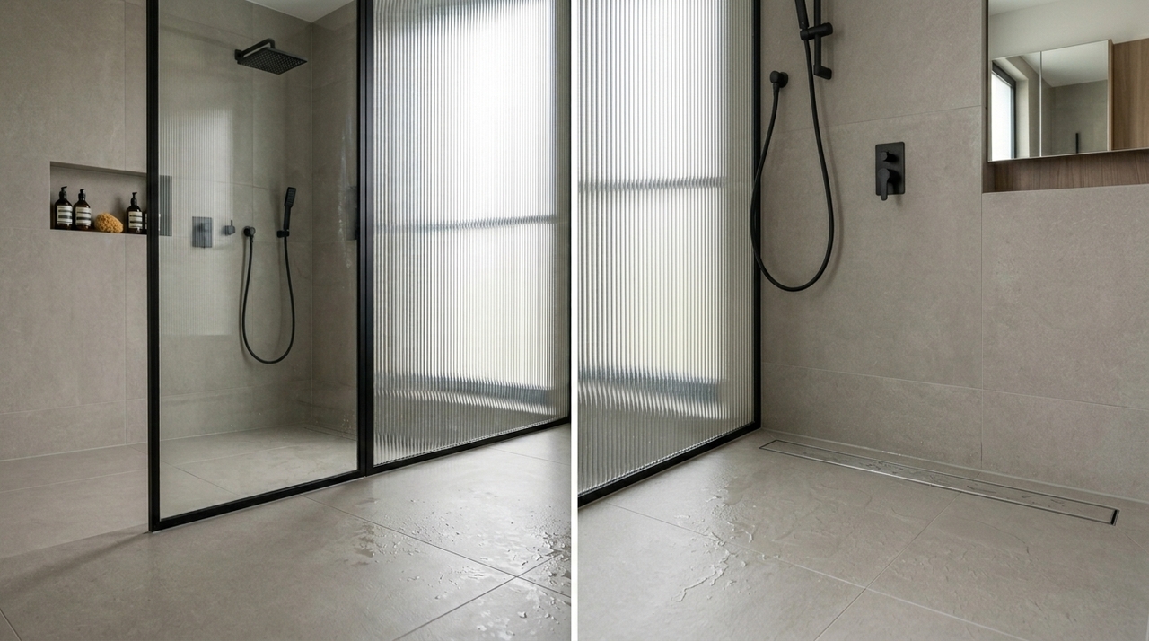 As duchas abertas, também chamadas de walk-in, eliminam portas de correr e estruturas pesadas.