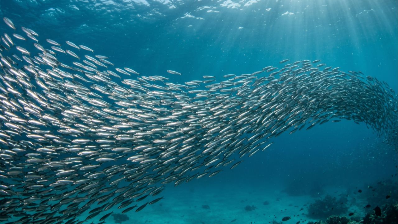 Animais em grandes grupos coordenam-se via sinais sensoriais e movimentos sincronizados para garantir respostas coletivas eficientes.