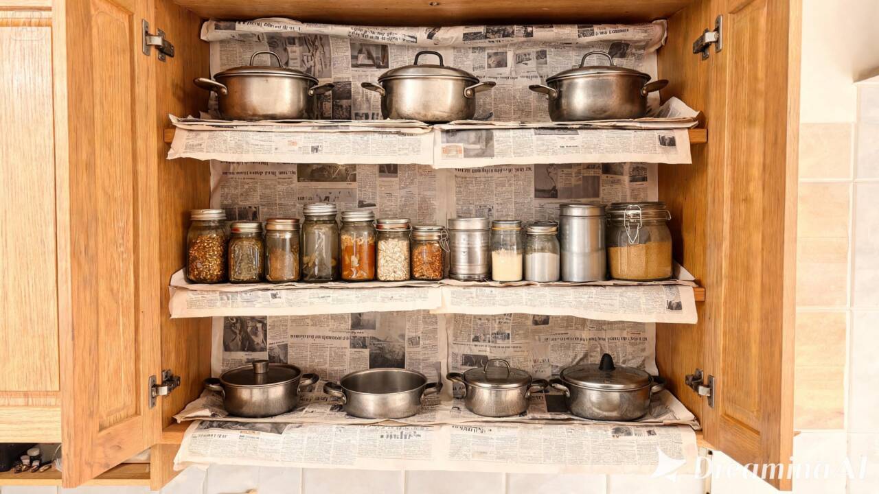 O truque do jornal ainda conquista espaço em muitas casas por ajudar na organização e na proteção dos móveis da cozinha.