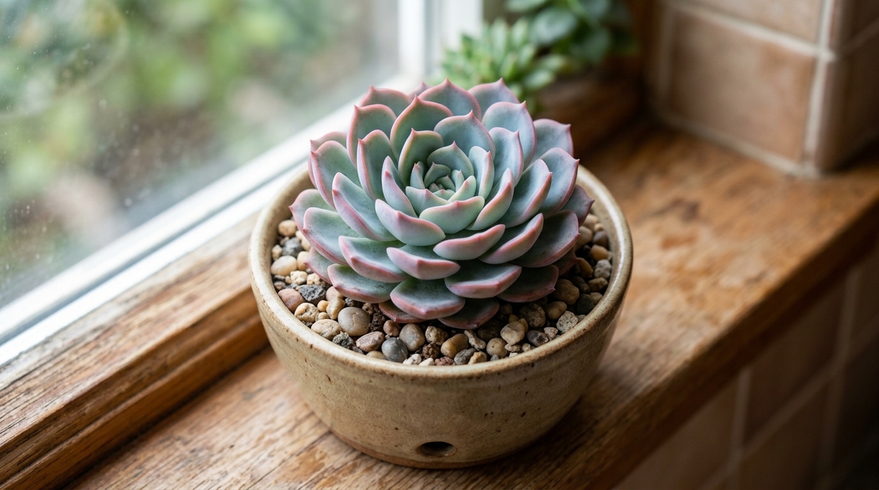 Muita gente trata a echeveria como folhagem de interior, mantendo o vaso longe da janela e regando com frequência alta